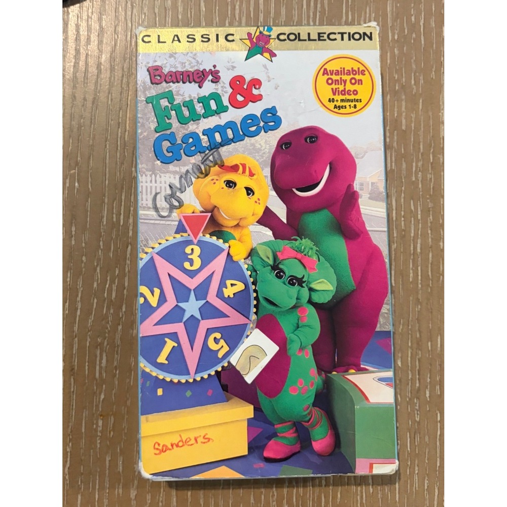 Barney's Fun & Games VHS 1996 Classic Collection White Tape Lyrick Studios 02011